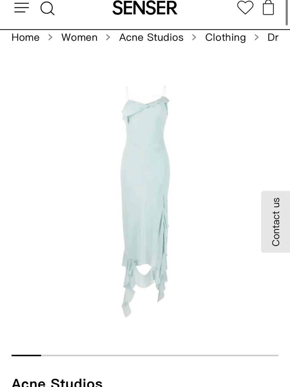 Acne Pale Aqua Asymmetrical Slip Dress